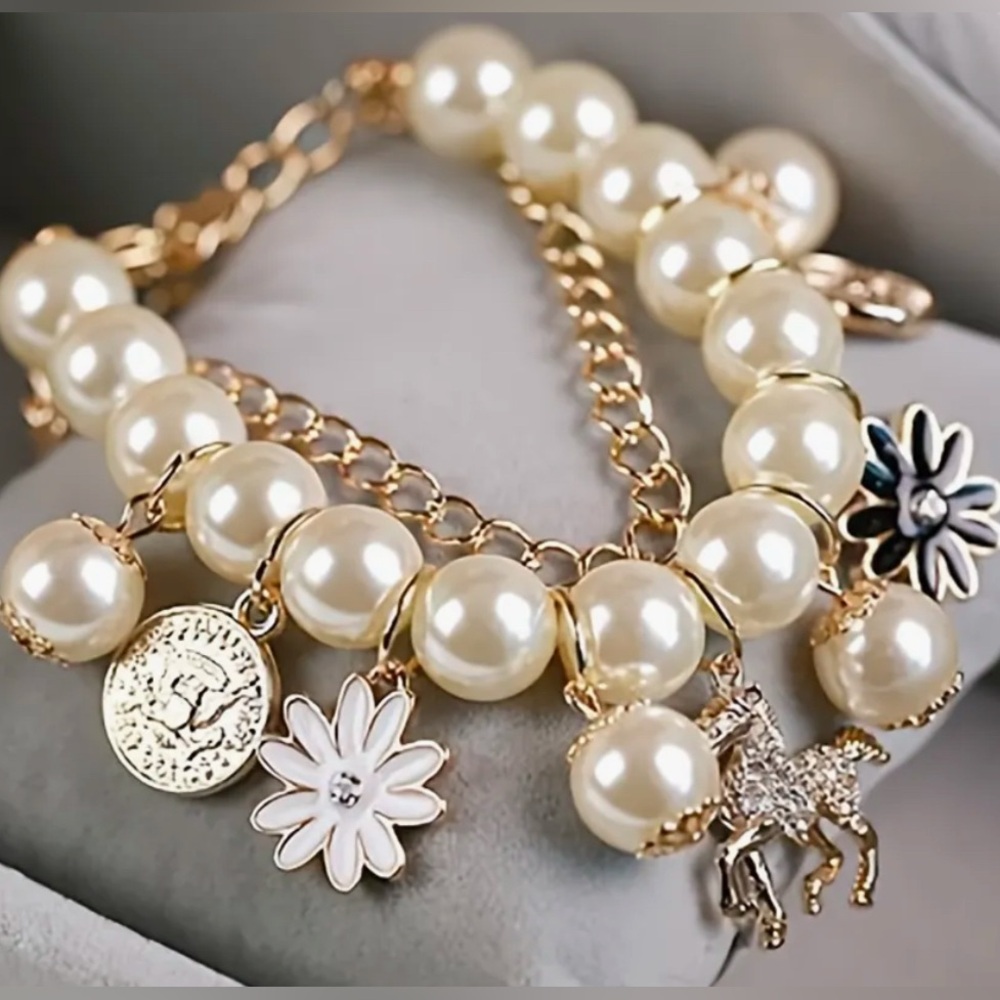 NEW Large Pearl Charm Bracelet